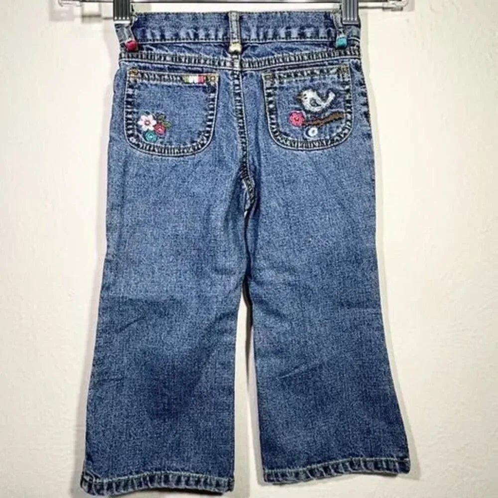 Vintage Carter’s 2T Toddler Girls Jeans Floral Bird Embroidery Y2K Denim